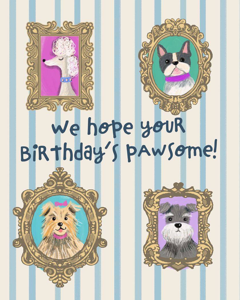 Card design "Dog gallery - group birthday ecard"
