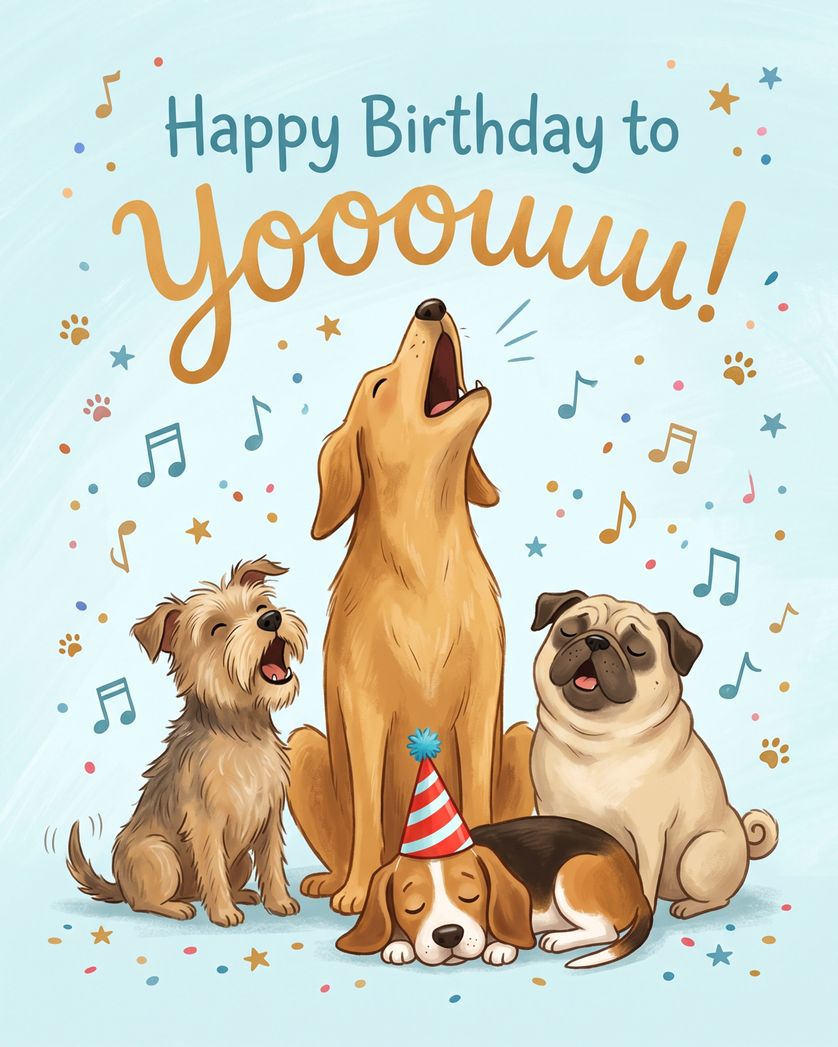 Card design "Howly Birthday. - group ecard"