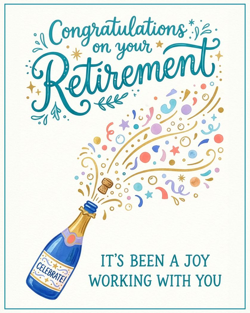 Card design "Pop fizz - group retirement ecard"