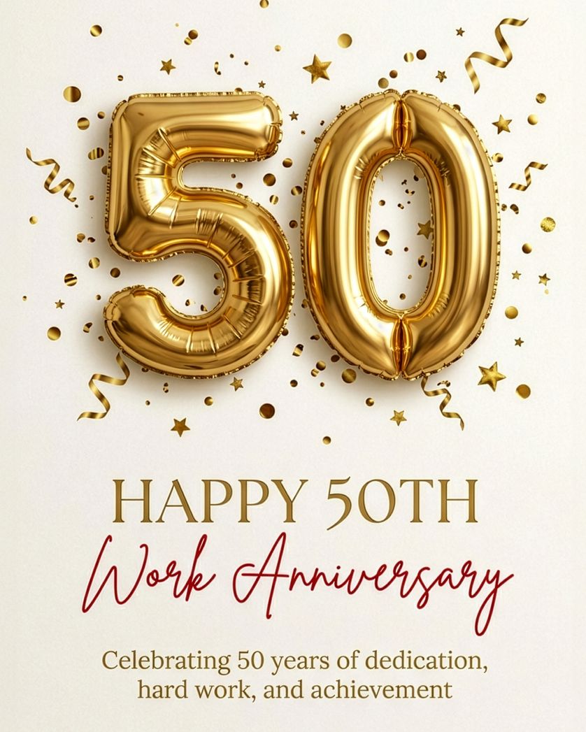 Card design "Golden 50 - group anniversary ecard"
