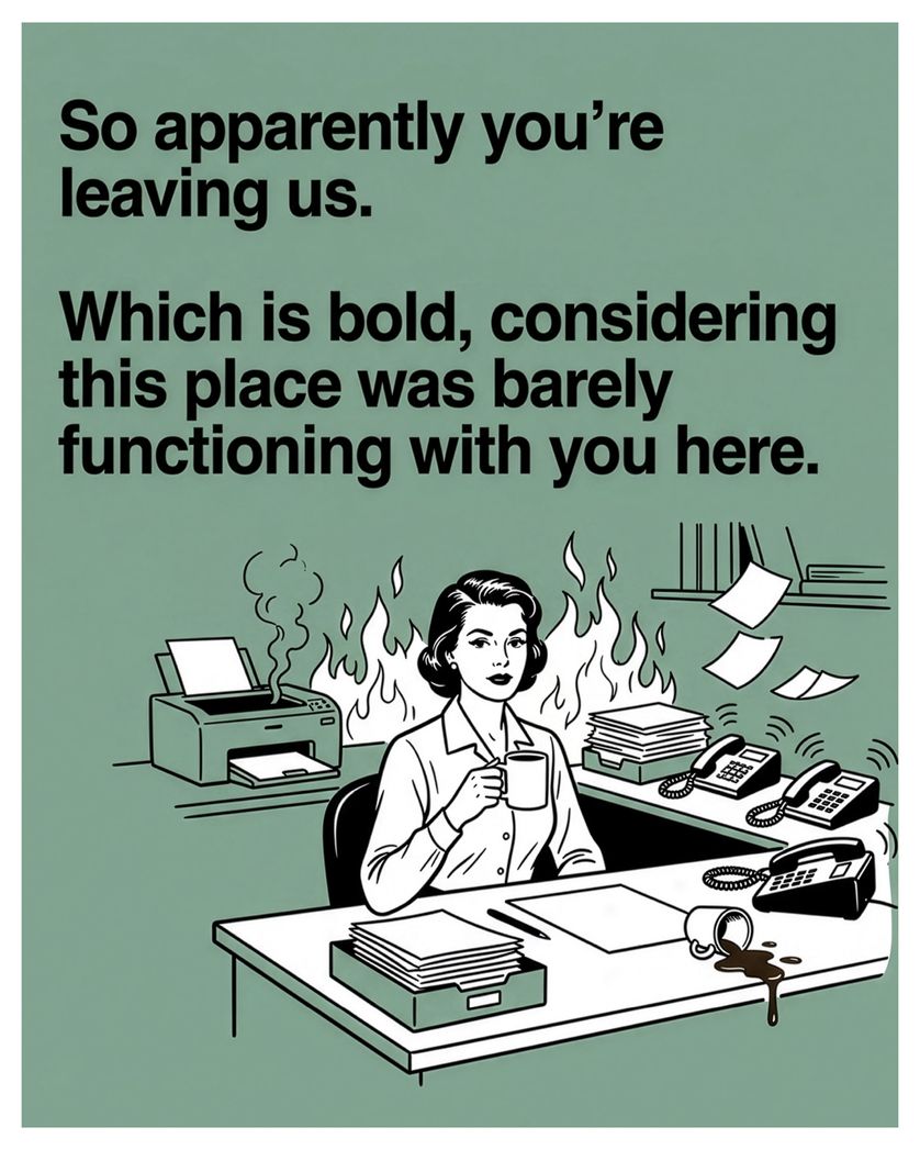Card design "Bold choice - group leaving ecard"