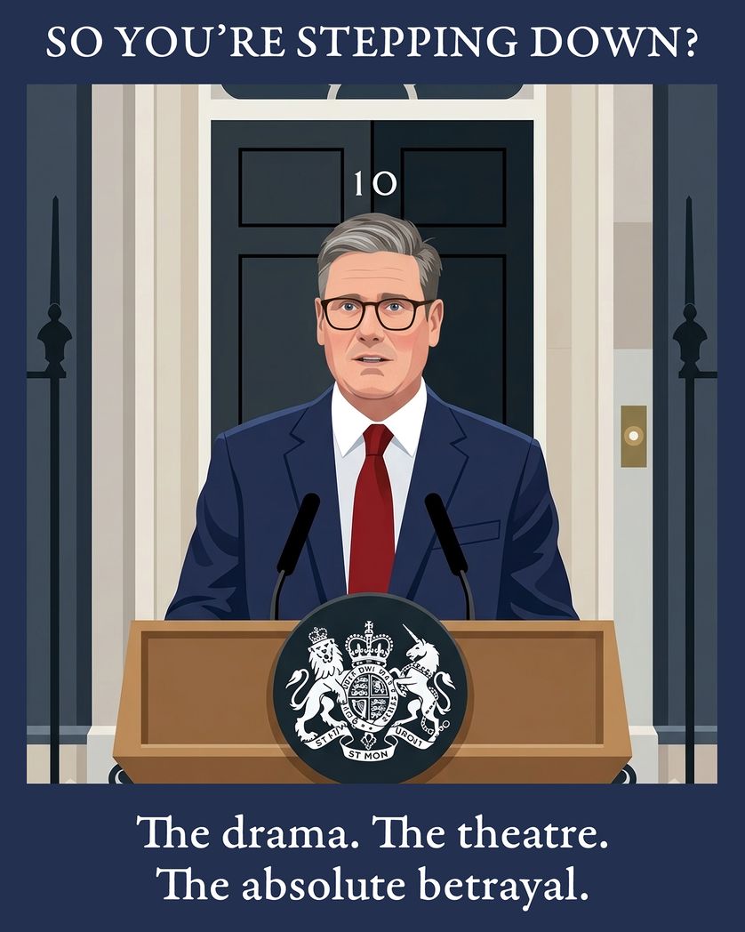 Card design "Keir drama - group leaving ecard"
