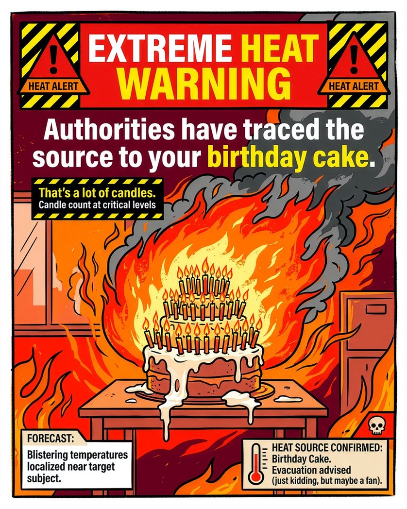 Card design "Extreme Heat - group birthday ecard"