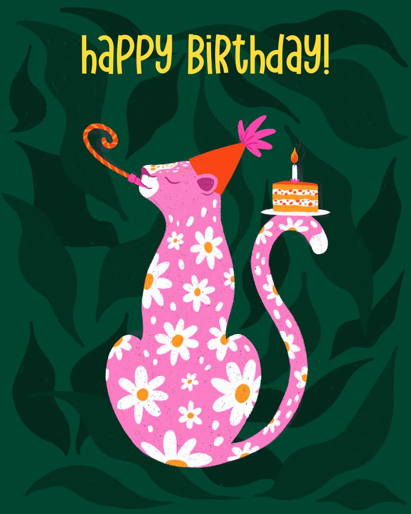 Card design "Feline fine - group birthday ecard"