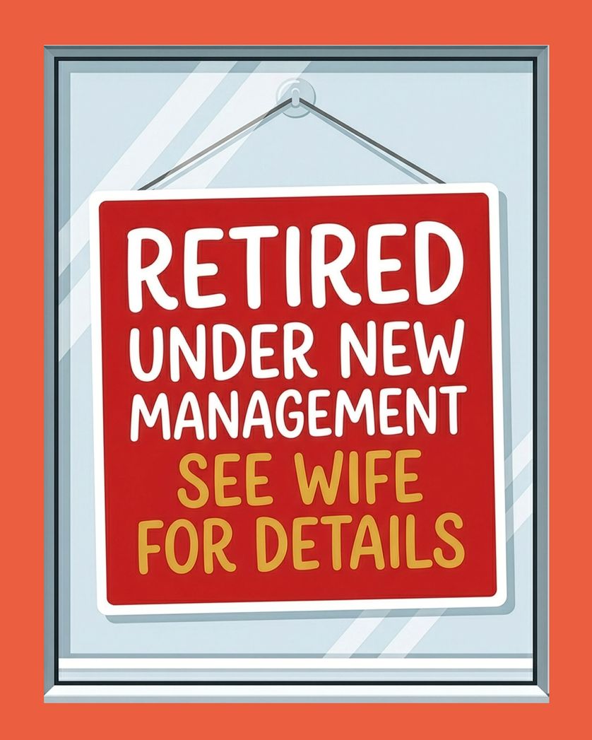 Card design "Under new management - group retirement ecard"