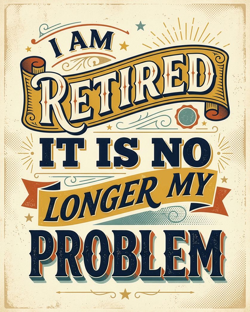 Card design "Vintage poster - group retirement ecard"