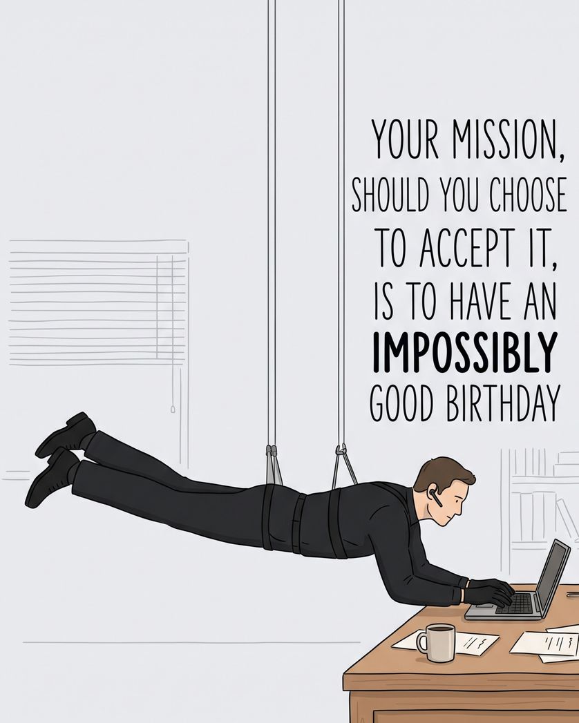Card design "Mission impossible - group birthday ecard"