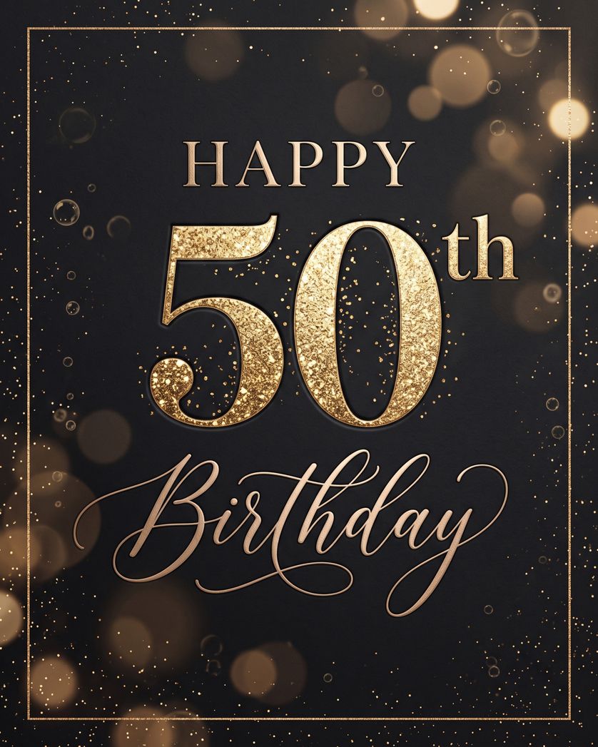 Card design "Golden milestone  - group birthday ecard"
