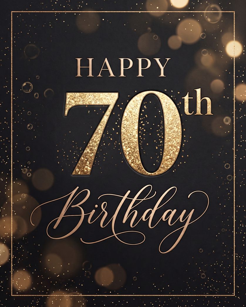 Card design "Golden milestone  - group birthday ecard"