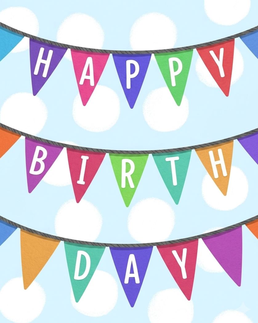 Card design "Birthday bunting - group birthday ecard"