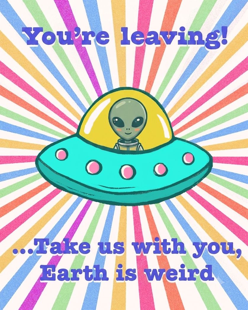 Card design "Take us to your leader - group leaving ecard"