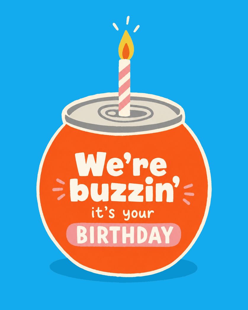 Card design "Buzzin' - group Birthday ecard"