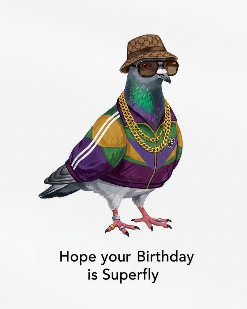 Card design "Superfly guy - group birthday ecard"