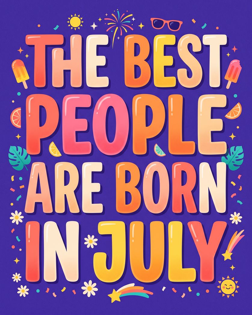 Card design "July people - group birthday ecard"