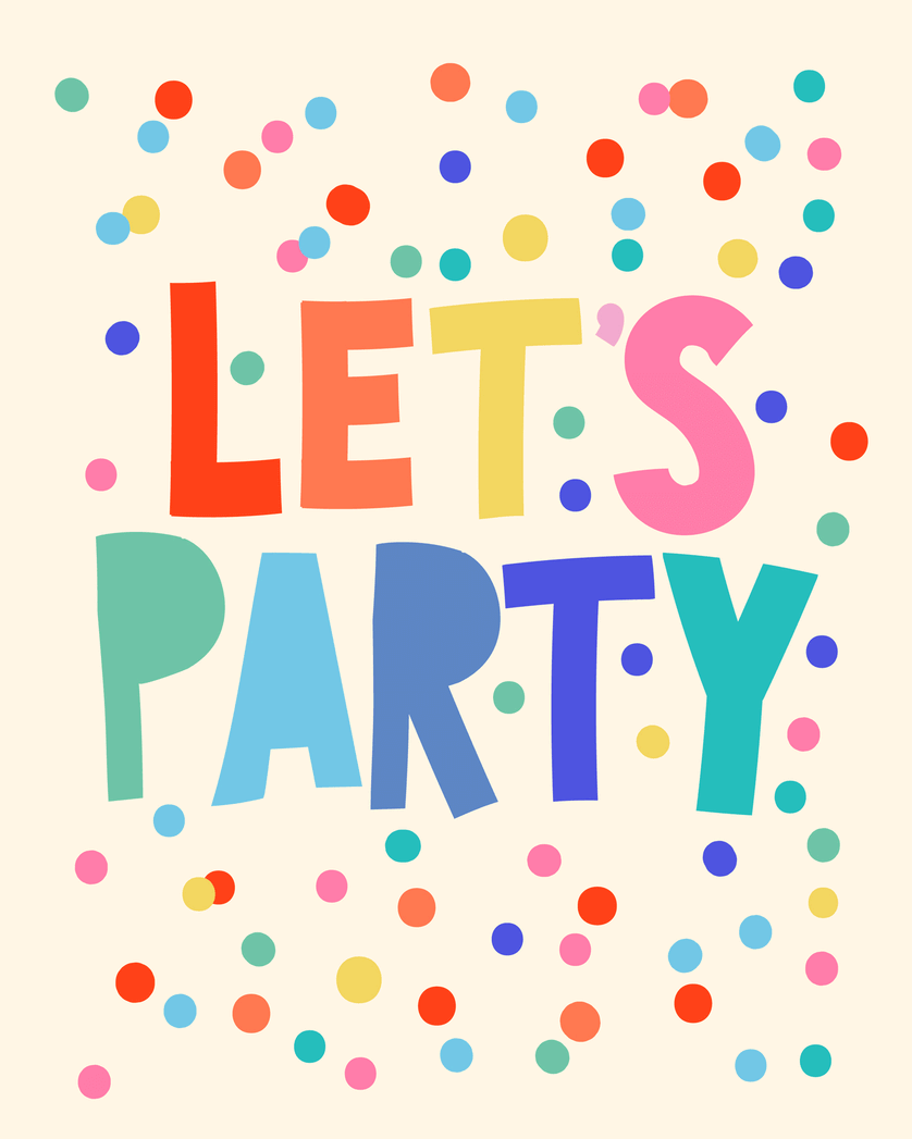 Card design "Party time - group Birthday ecard"