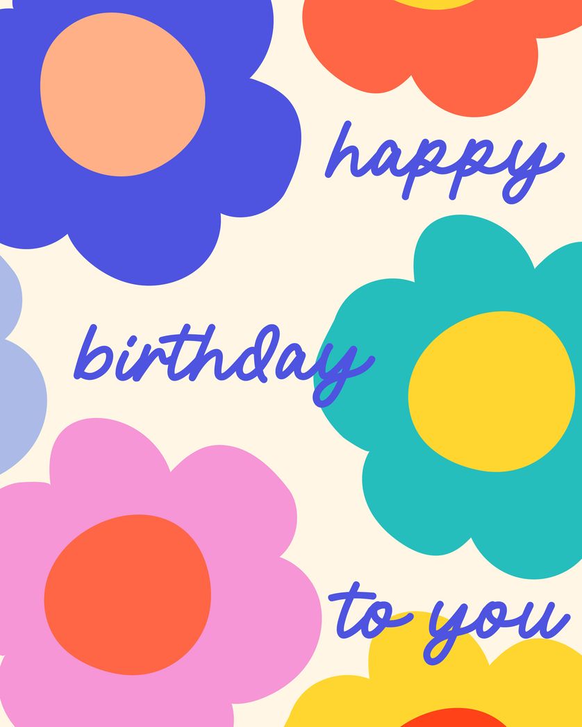Card design "Big Flowers - group birthday ecard"