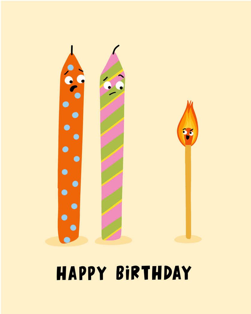Card design "Strike a light - group birthday ecard"
