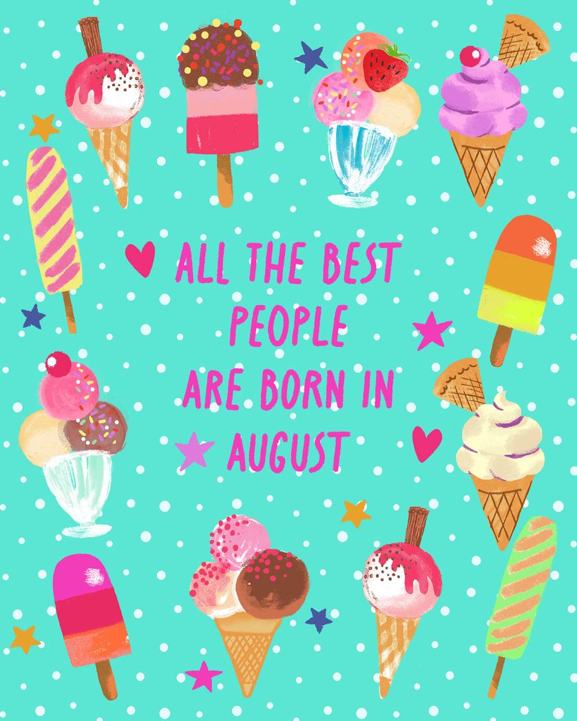 Card design "Ice cream dream - group birthday ecard"