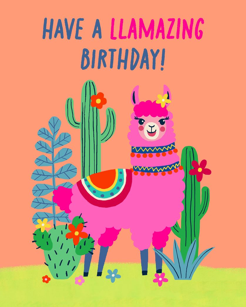 Card design "LLamarama - group birthday ecards"