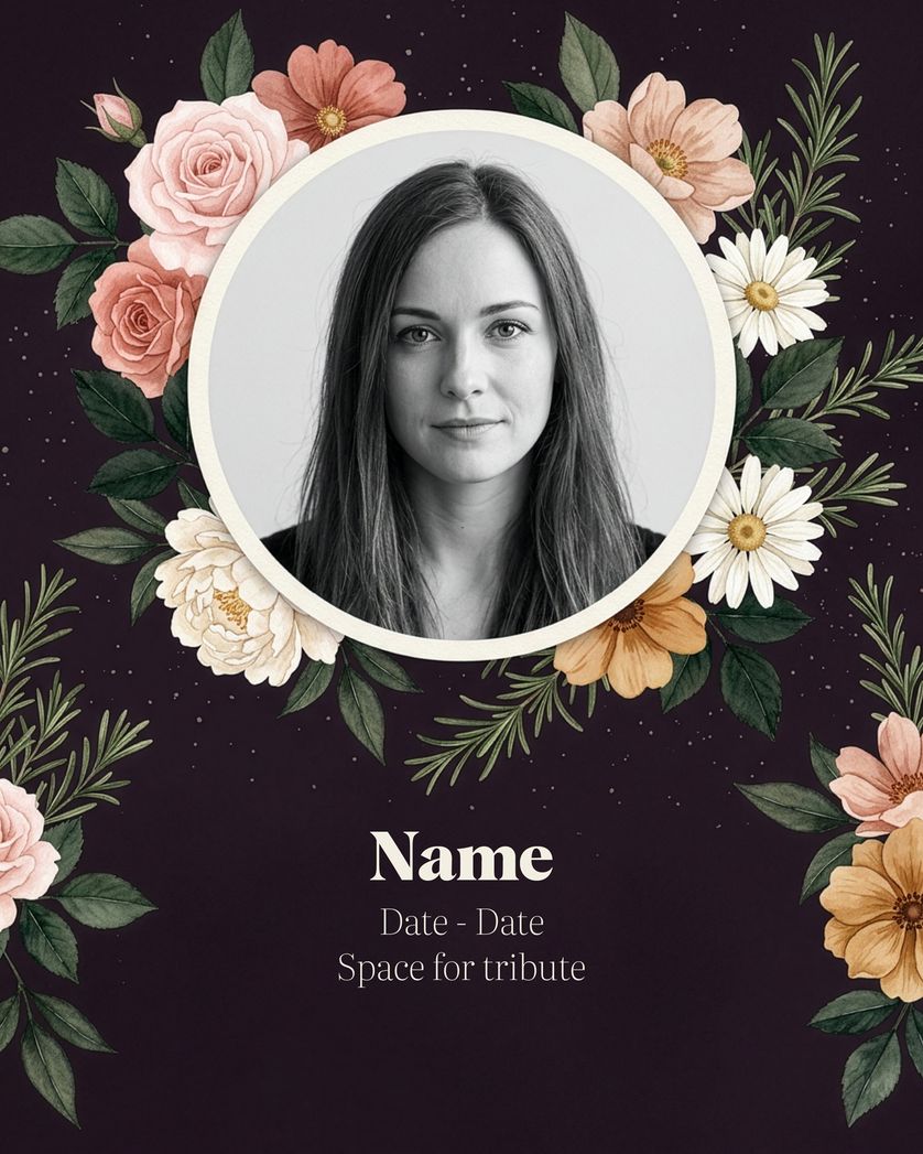 Card design "Drak Blooms - group memorial ecard"
