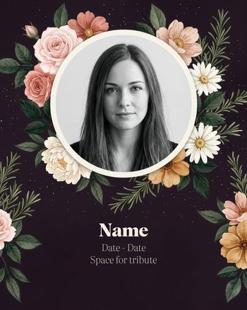 Use Drak Blooms - group memorial ecard