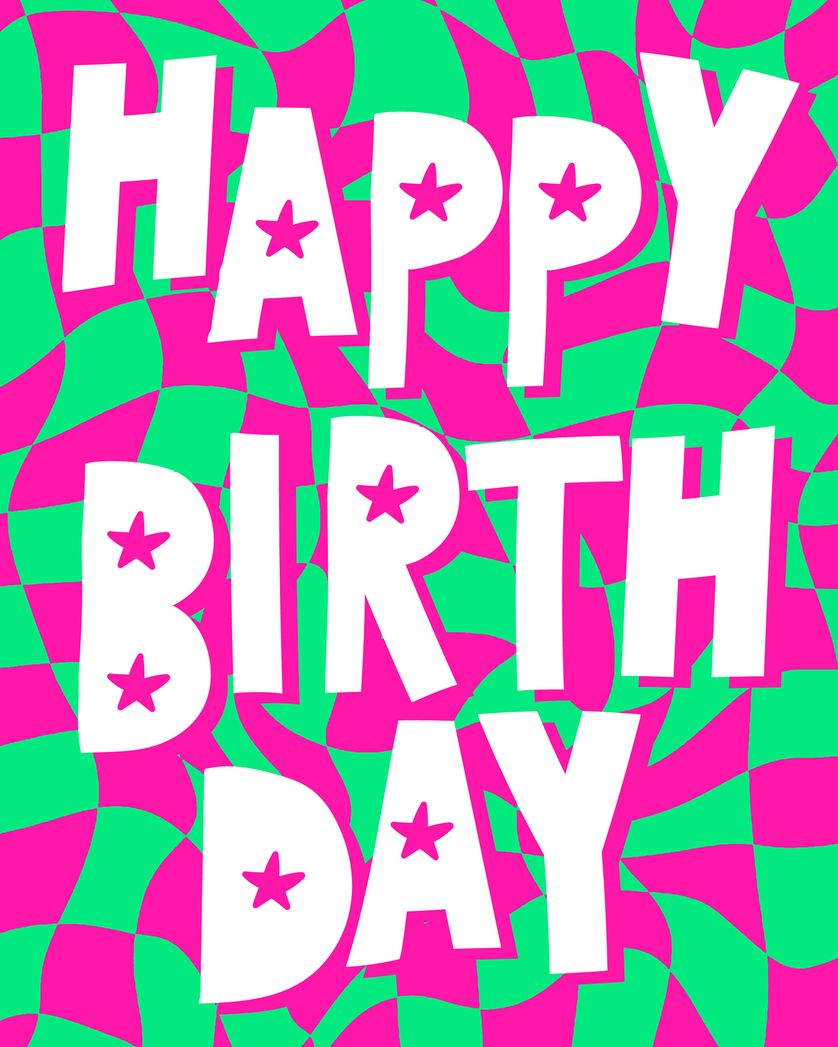 Card design "Neon Brights - group Birthday ecard"