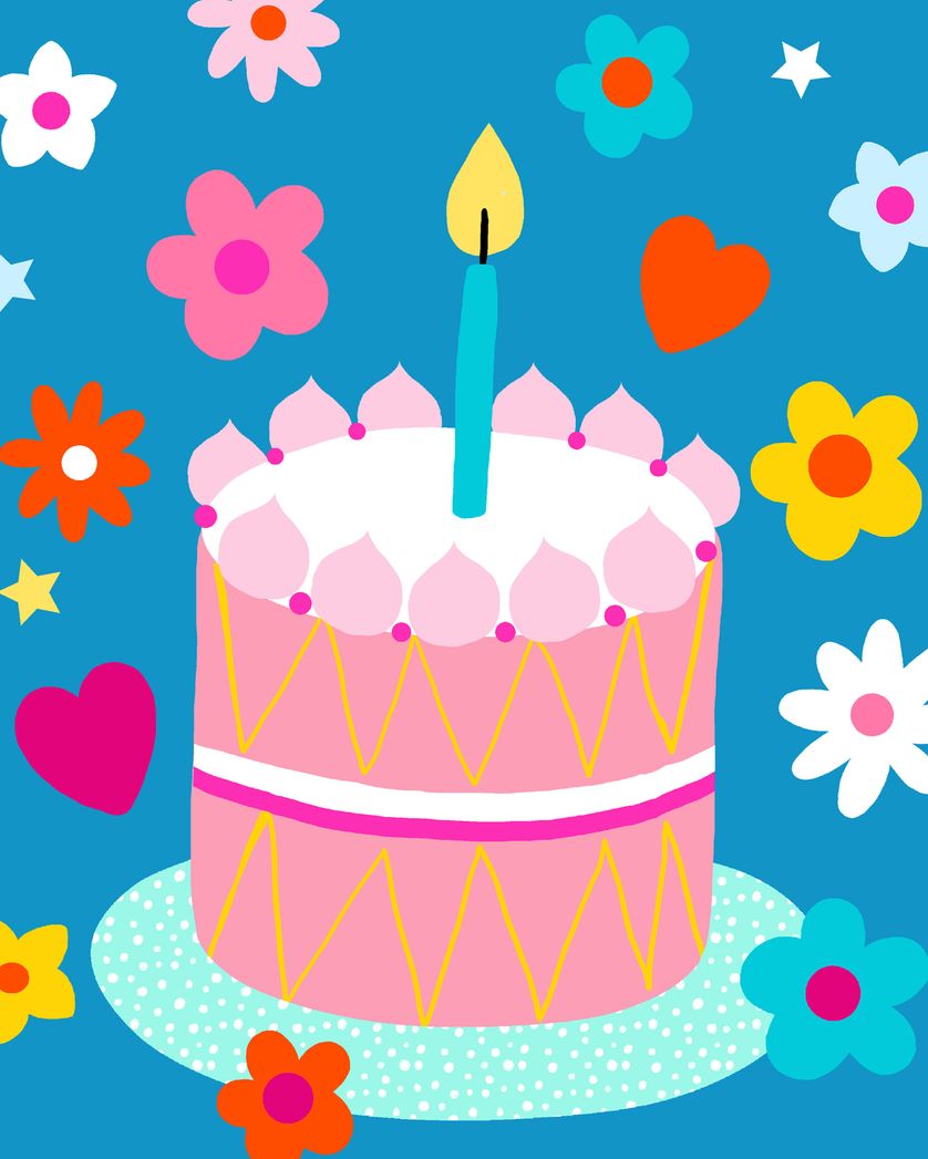 Card design "Bold cake - group birthday ecard"