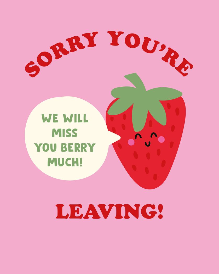 Card design "Berry sad - group leaving ecard"