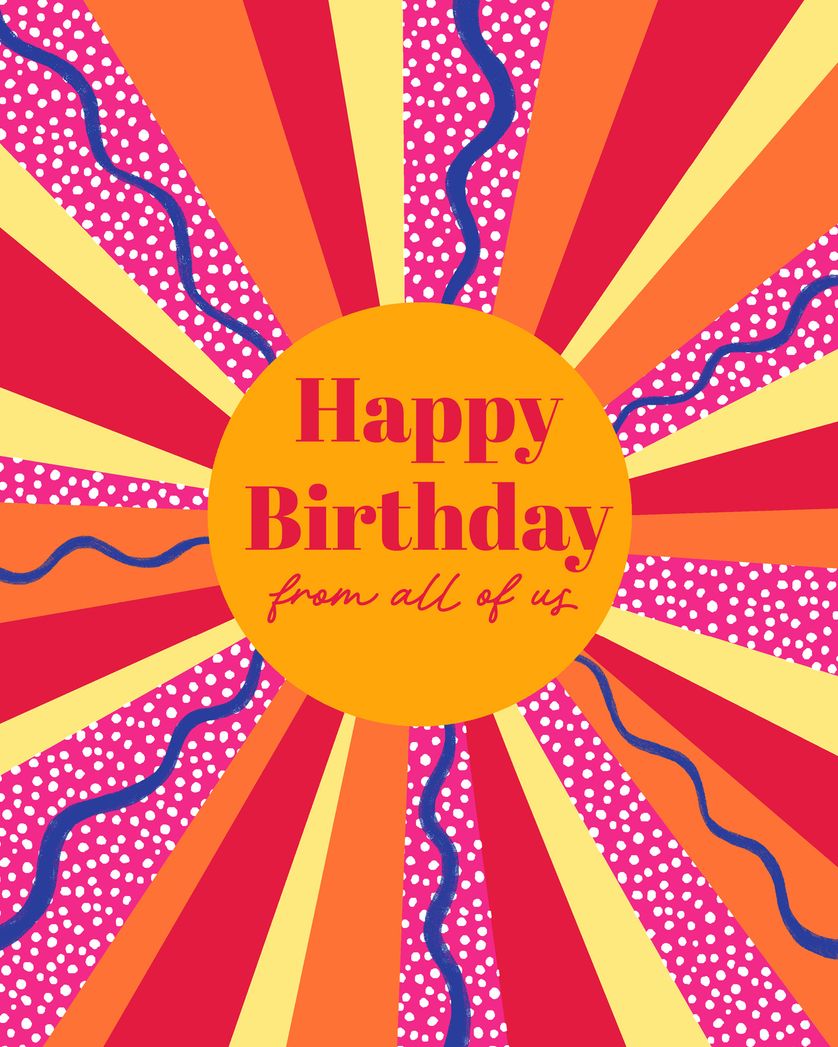 Card design "Starburst - group birthday ecard"