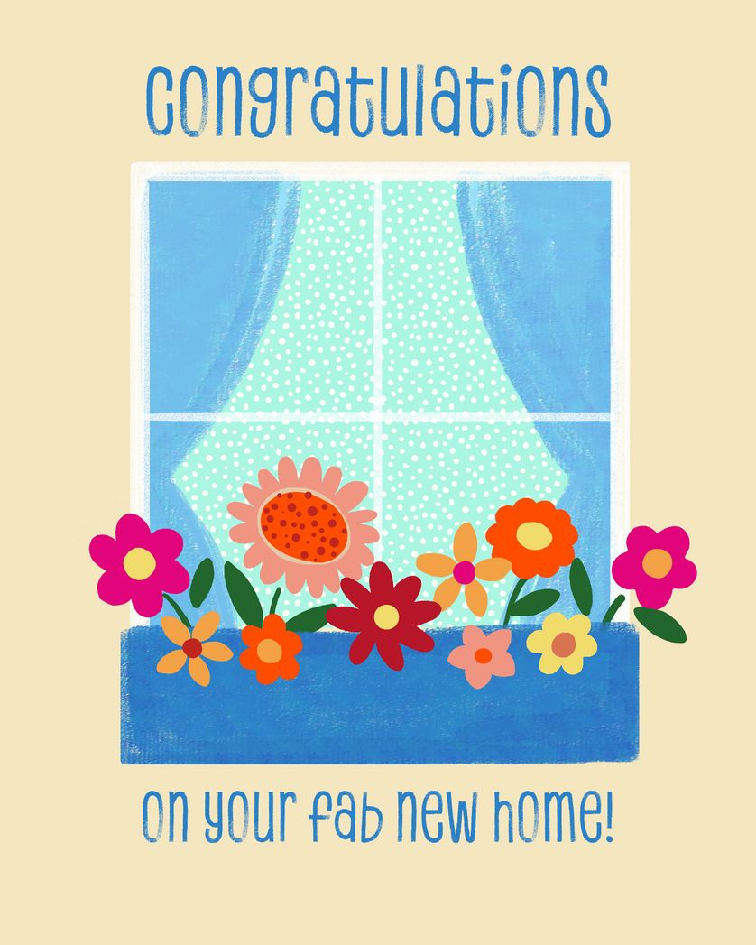 Card design "Window box - group new home ecard"