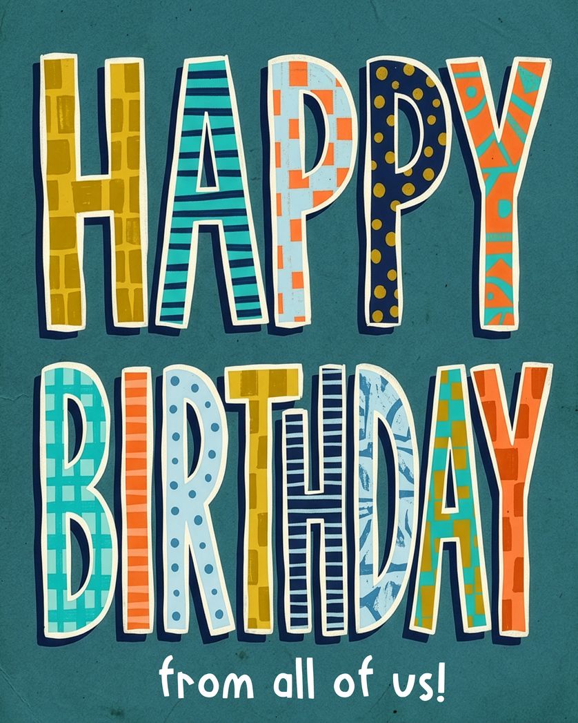 Card design "Tall Type - Group Birthday ecard"