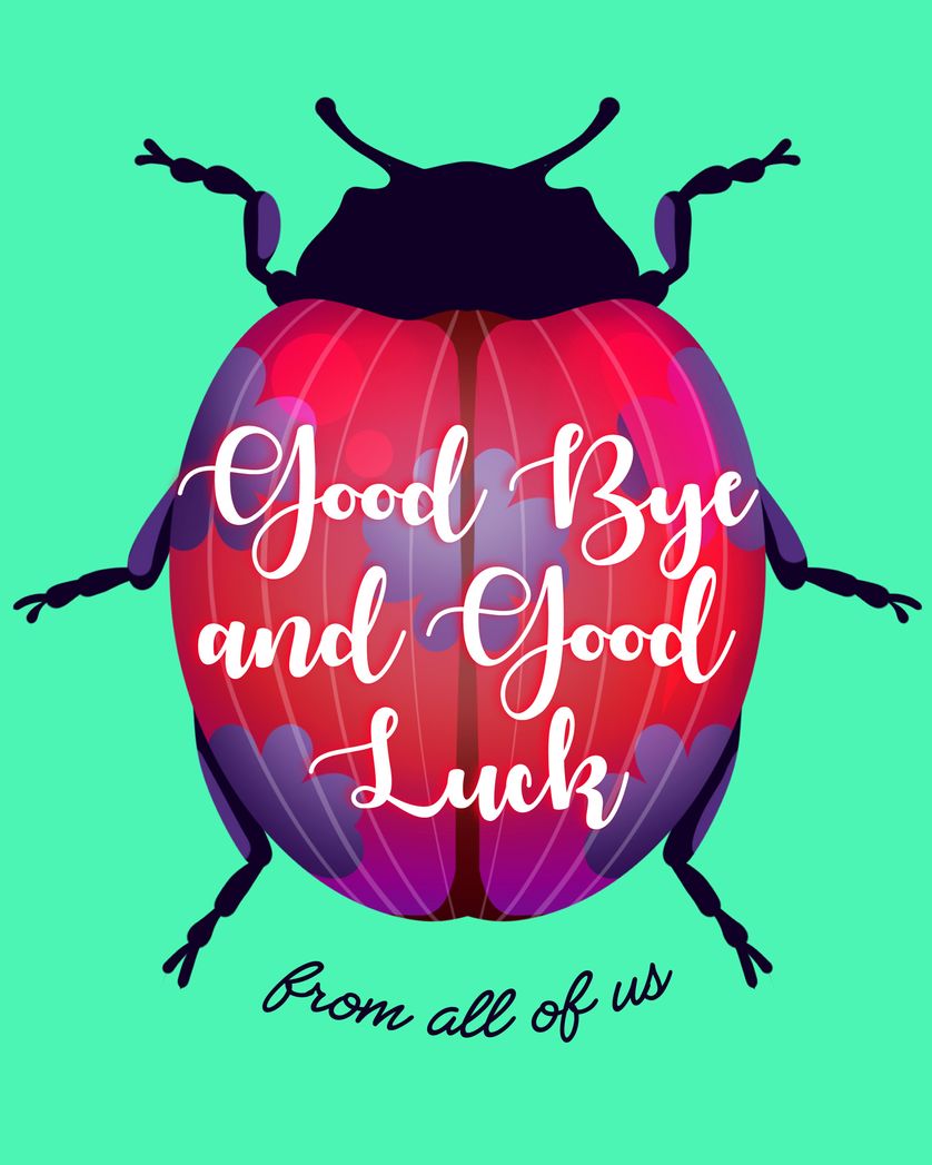 Card design "Ladybird Luck - group levaing ecard"