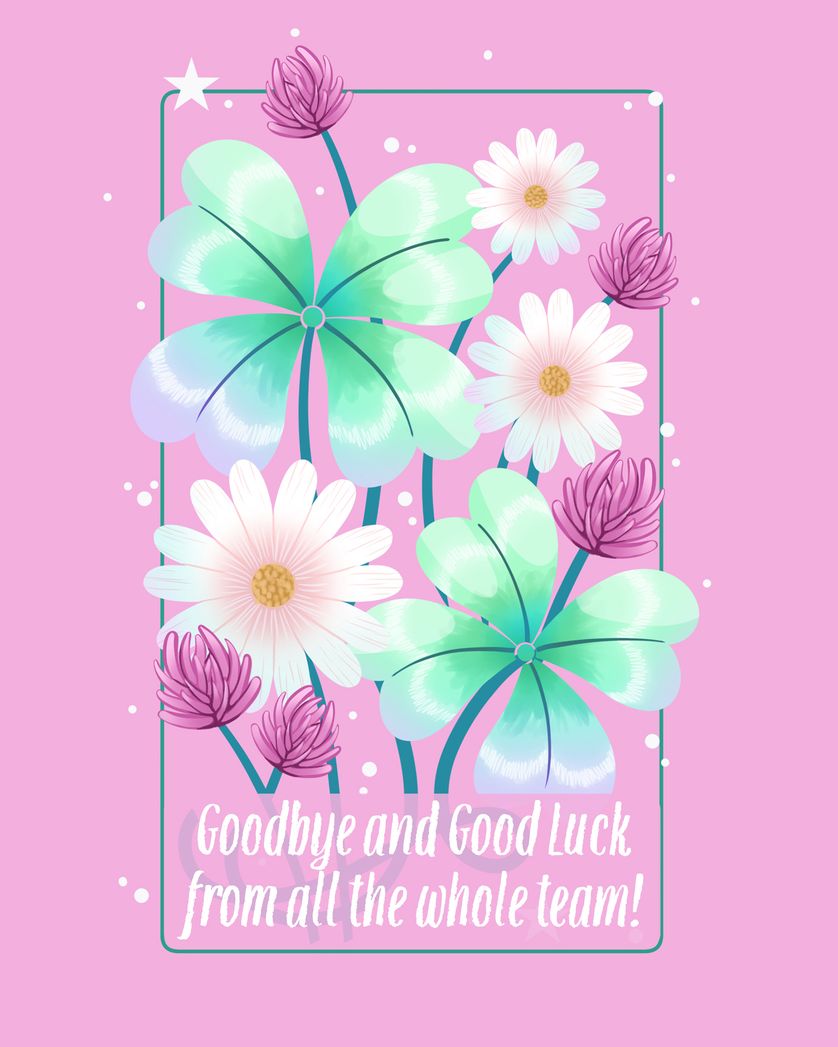 Card design "Clover frame - group leaving ecard"
