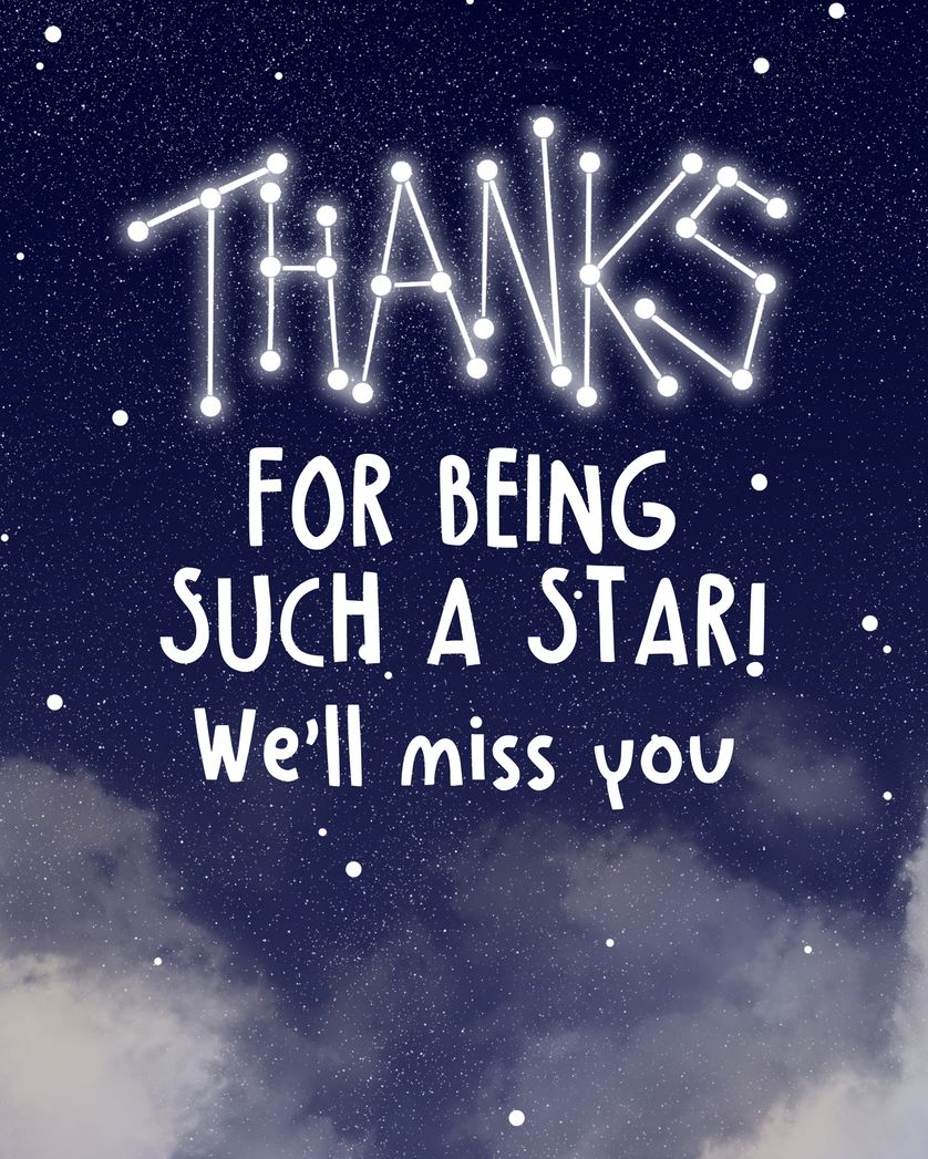 Card design "Constellation - group leaving ecard"