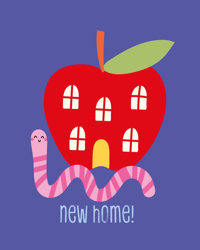 Card design "Worm house - group new home ecard"