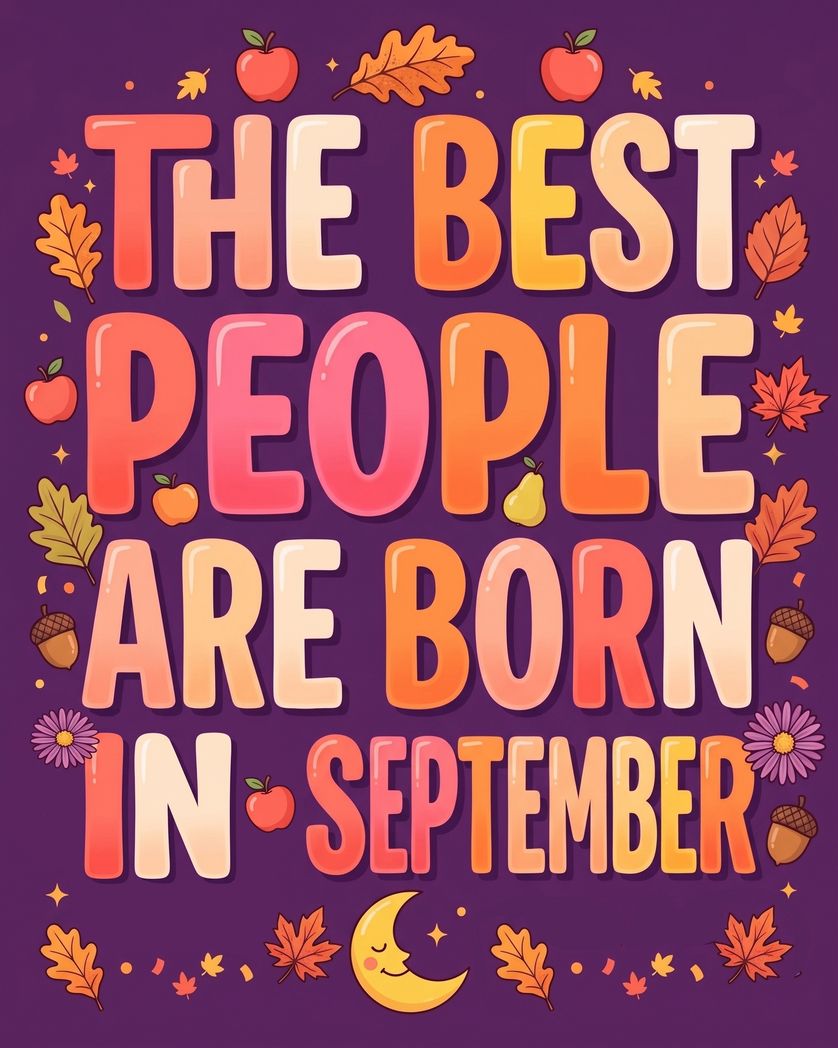 Card design "September people - group birthday ecard"