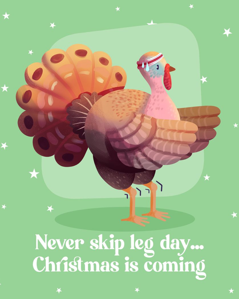 Card design "Turkey trot - group Christmas ecard"