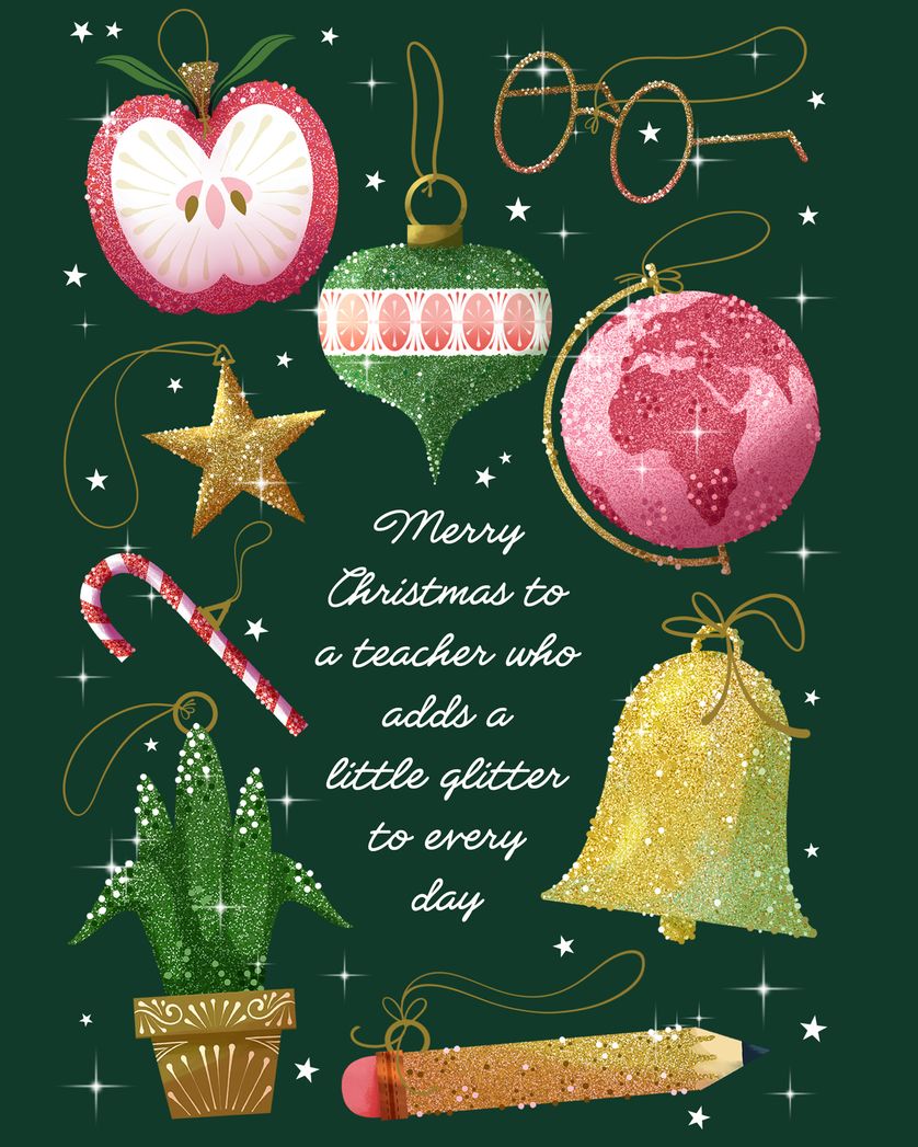 Card design "Glitter everywhere - group christmas ecard"