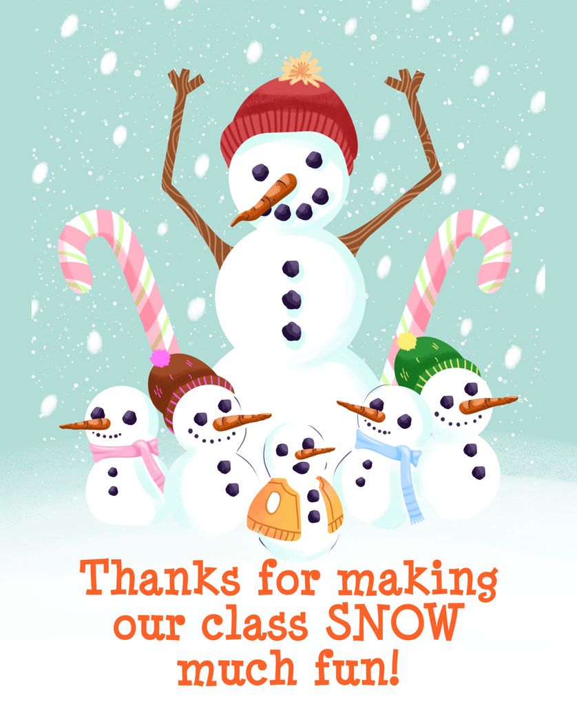 Card design "Snow school - group christmas ecard"
