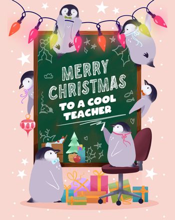 Use Penguin School - group christmas ecard