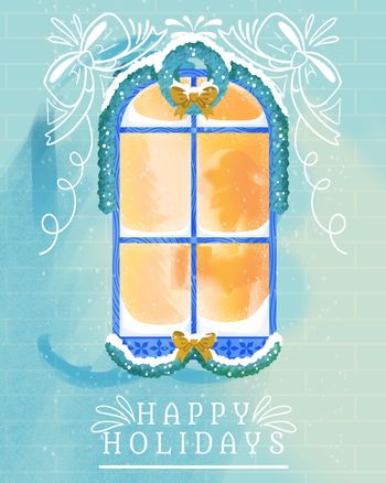 Use Frosty window - group christmas ecard