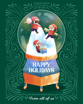 Use Snow Globe - group Christmas ecard