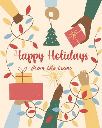 Use Holiday hands - group christmas ecard