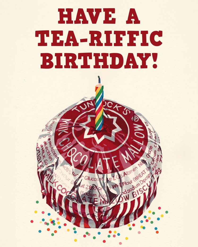 Card design "Teacake time - group birthday ecard"