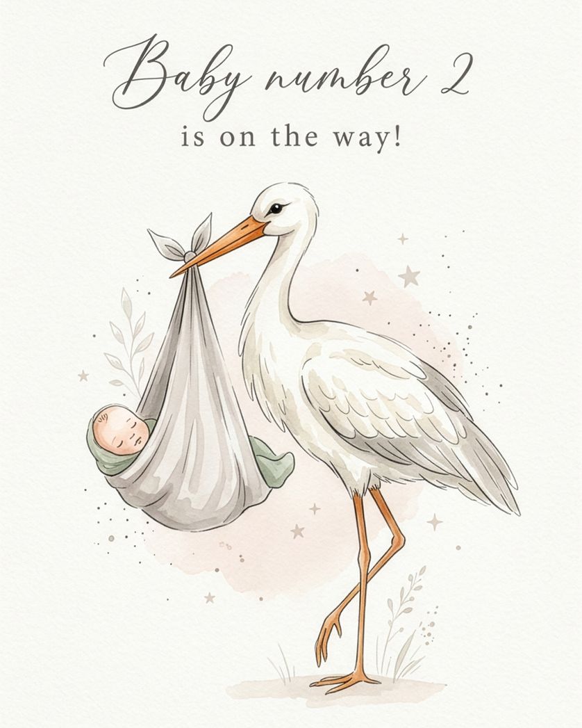 Card design "Baby number 2 - group baby ecard"