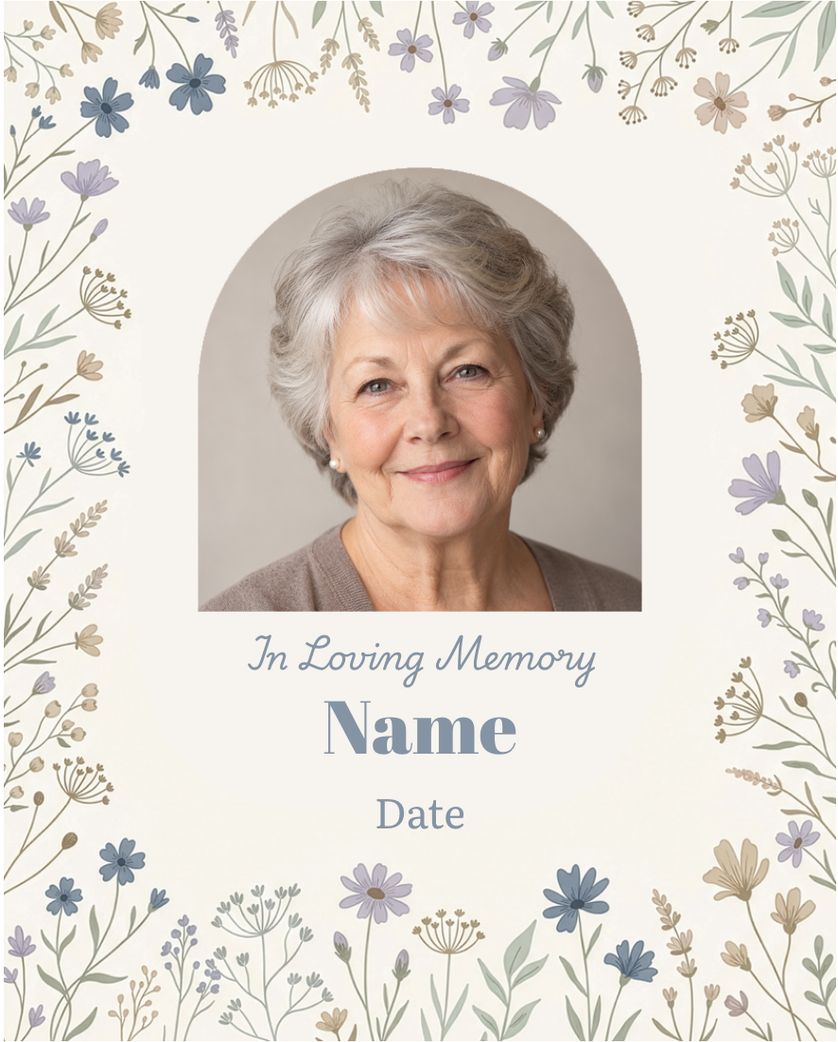 Card design "Wildflowers - group memorial ecard"