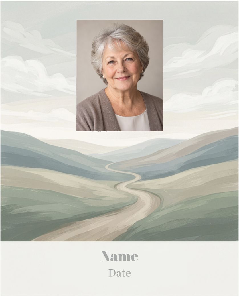 Card design "Rolling hills - group memorial ecard"