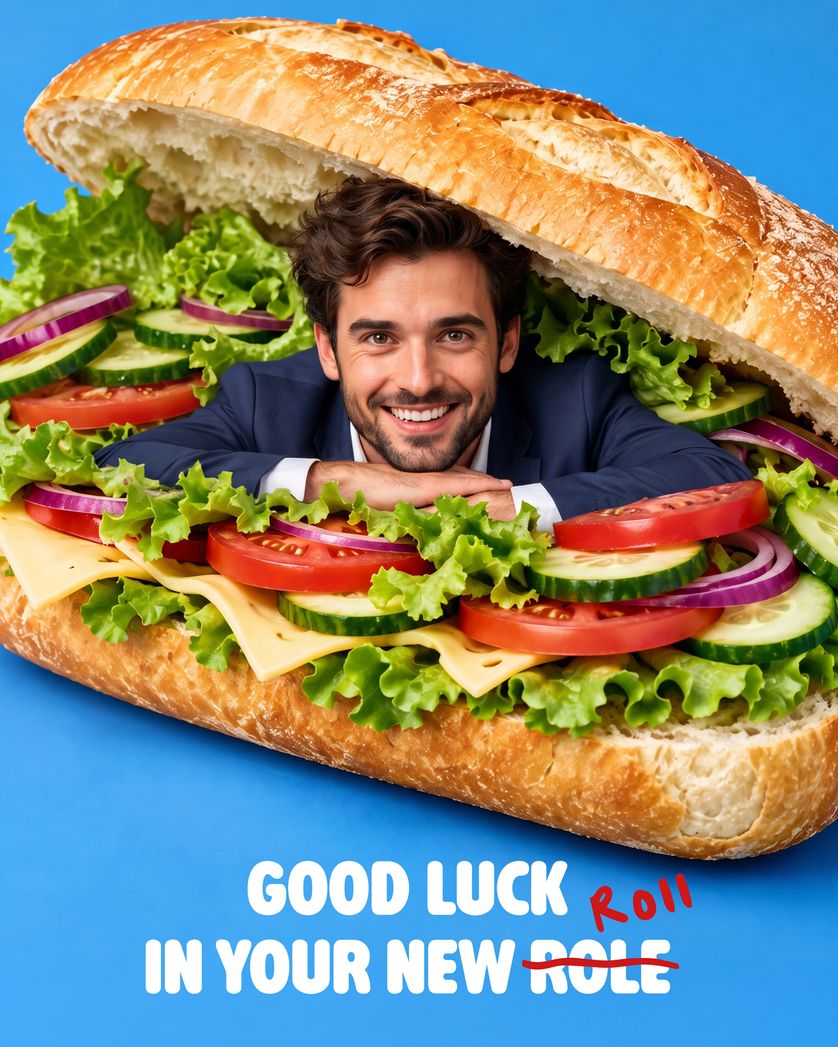 Card design "Success sandwich - group leaving ecard"
