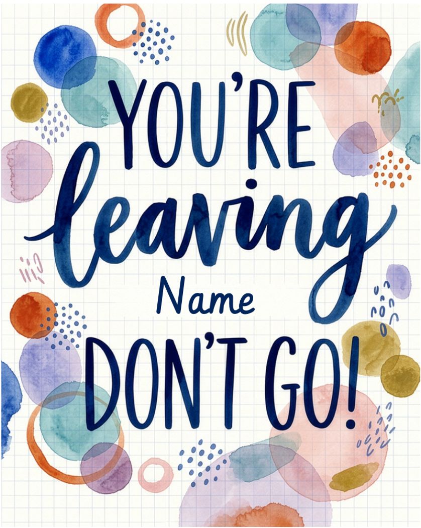 Card design "Inky goodbye - group leaving ecard"