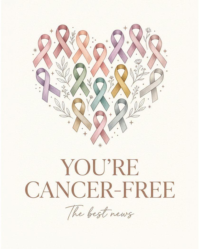 Card design "Cancer free - group good news ecard"
